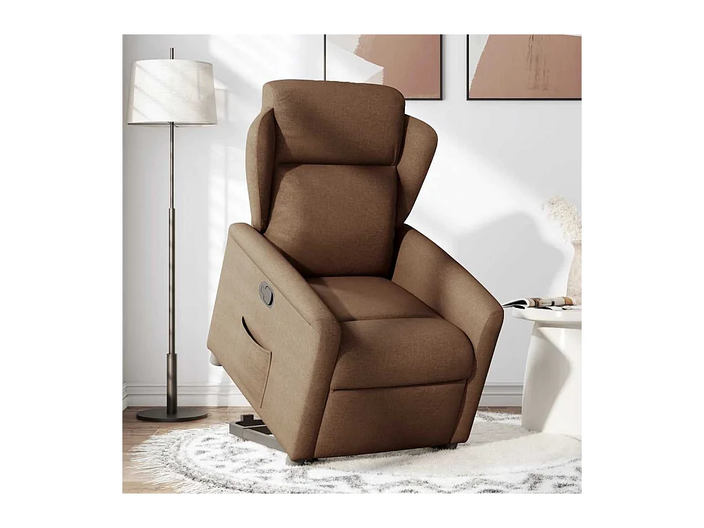 Sillón de relax | Silla | Sillón reclinable elevable de tela marrón SHL3950