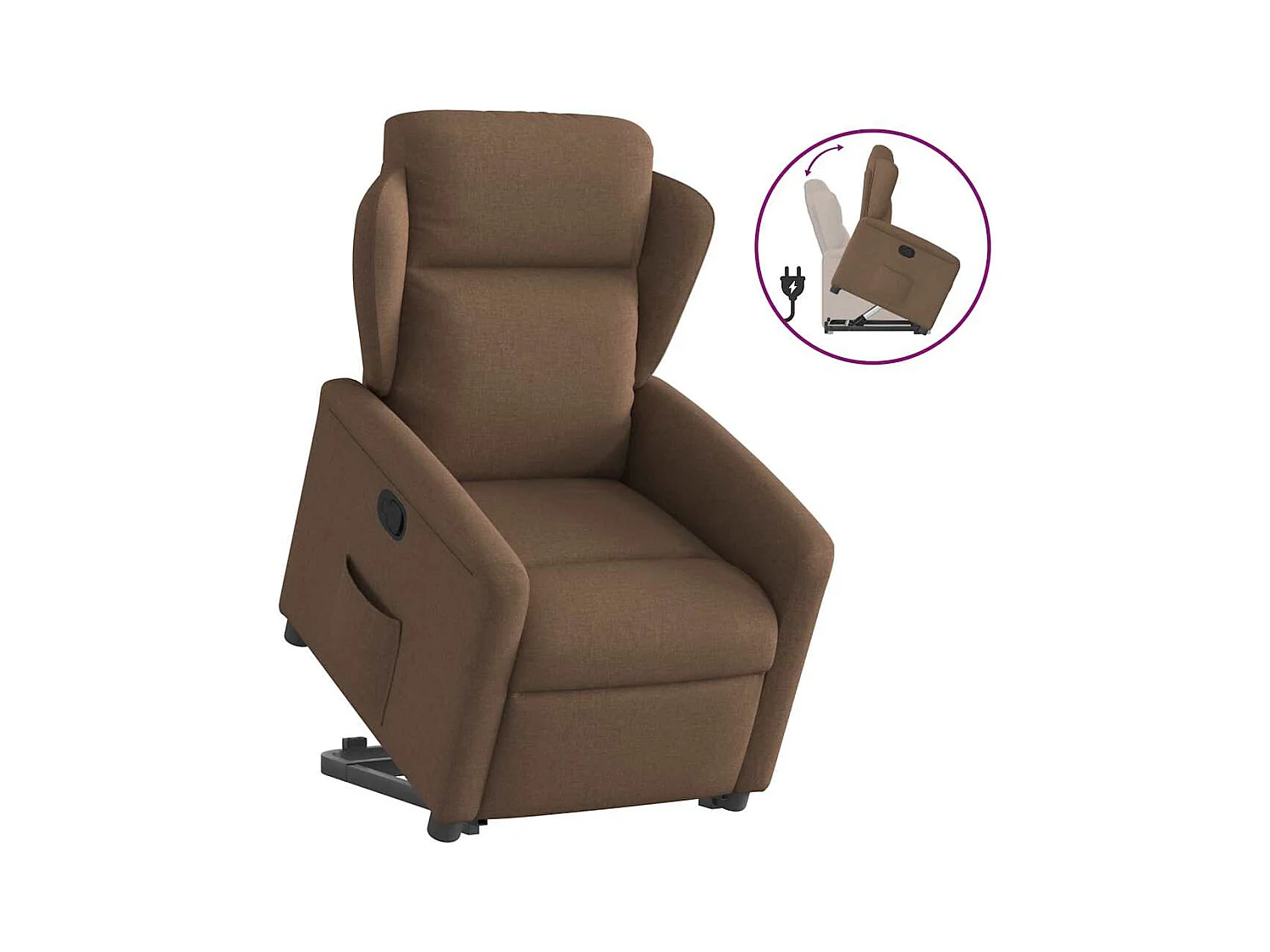 Sillón de relax | Silla | Sillón reclinable elevable de tela marrón SHL3950