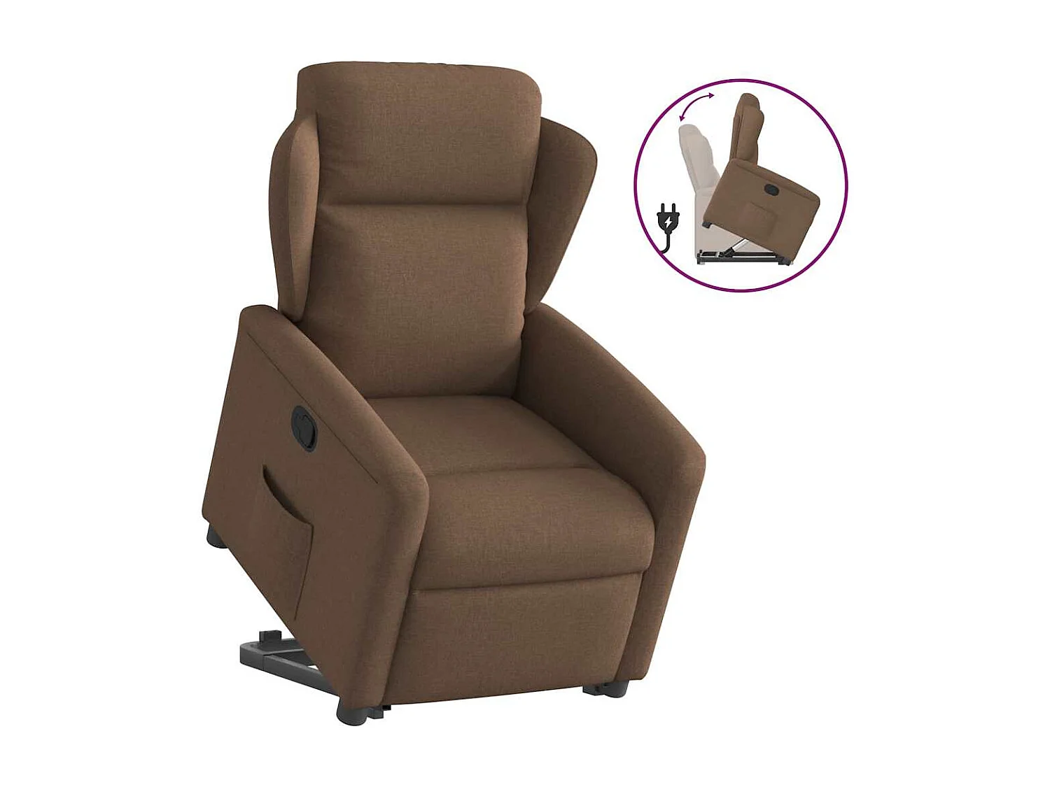 Fauteuil inclinable-Chaise de relax-Fauteuil TV Marron Tissu SHL4300