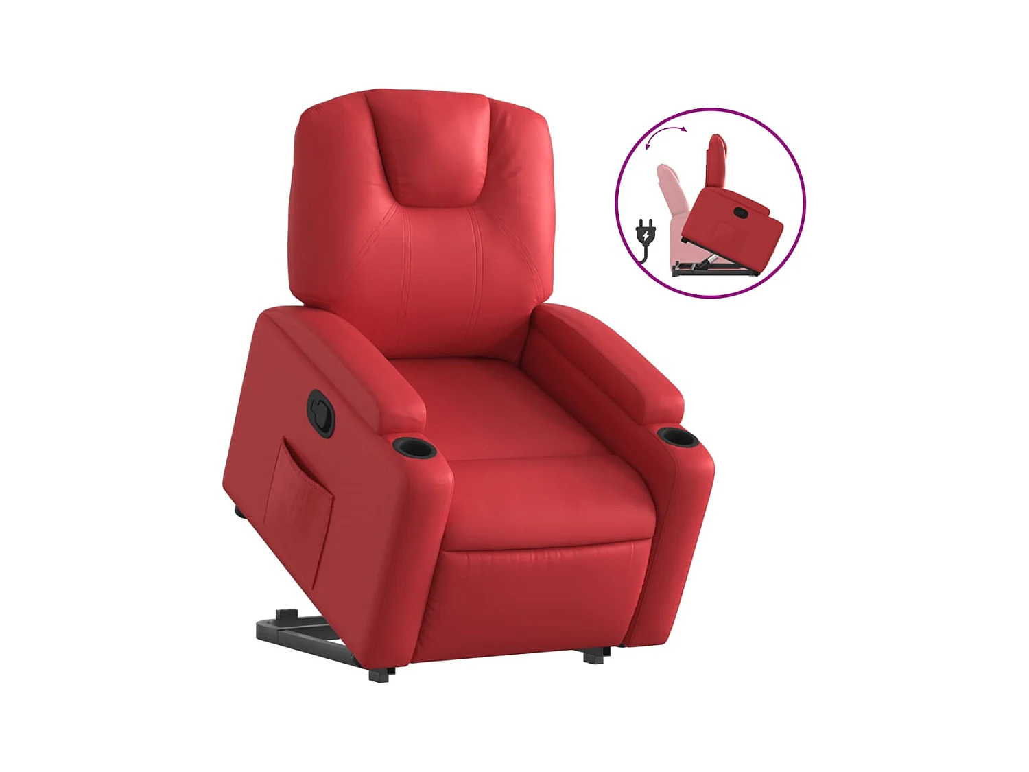 Fauteuil inclinable-Chaise de relax-Fauteuil salon Rouge Similicuir SHL4059