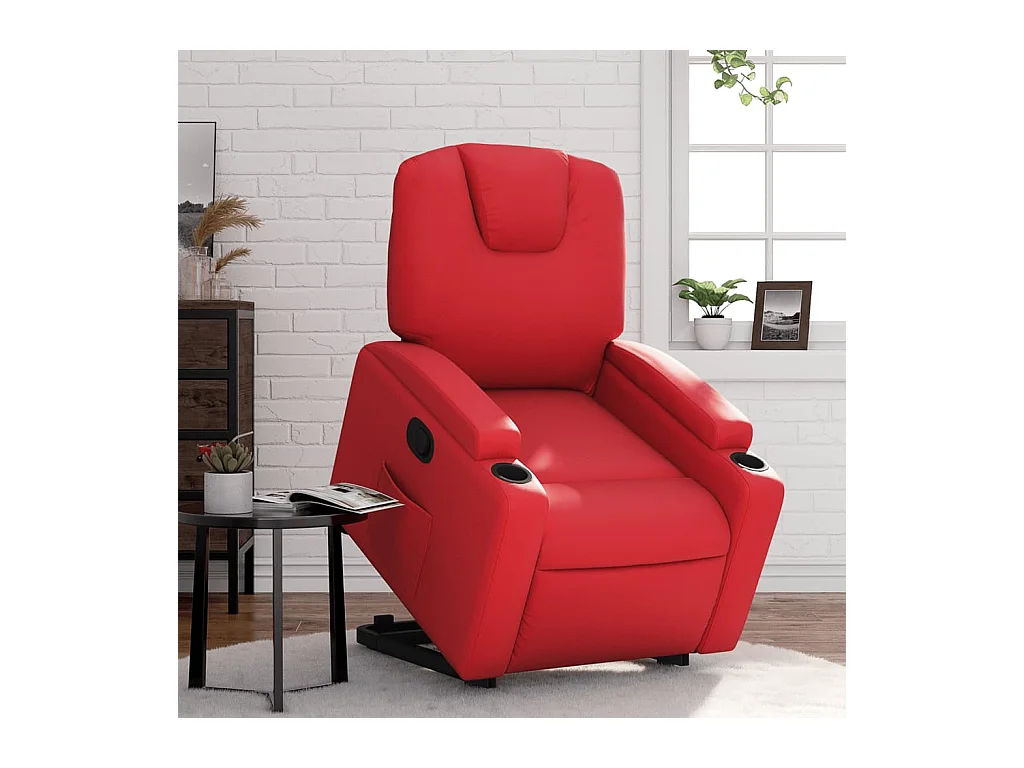 Fauteuil inclinable-Chaise de relax-Fauteuil salon Rouge Similicuir SHL4059