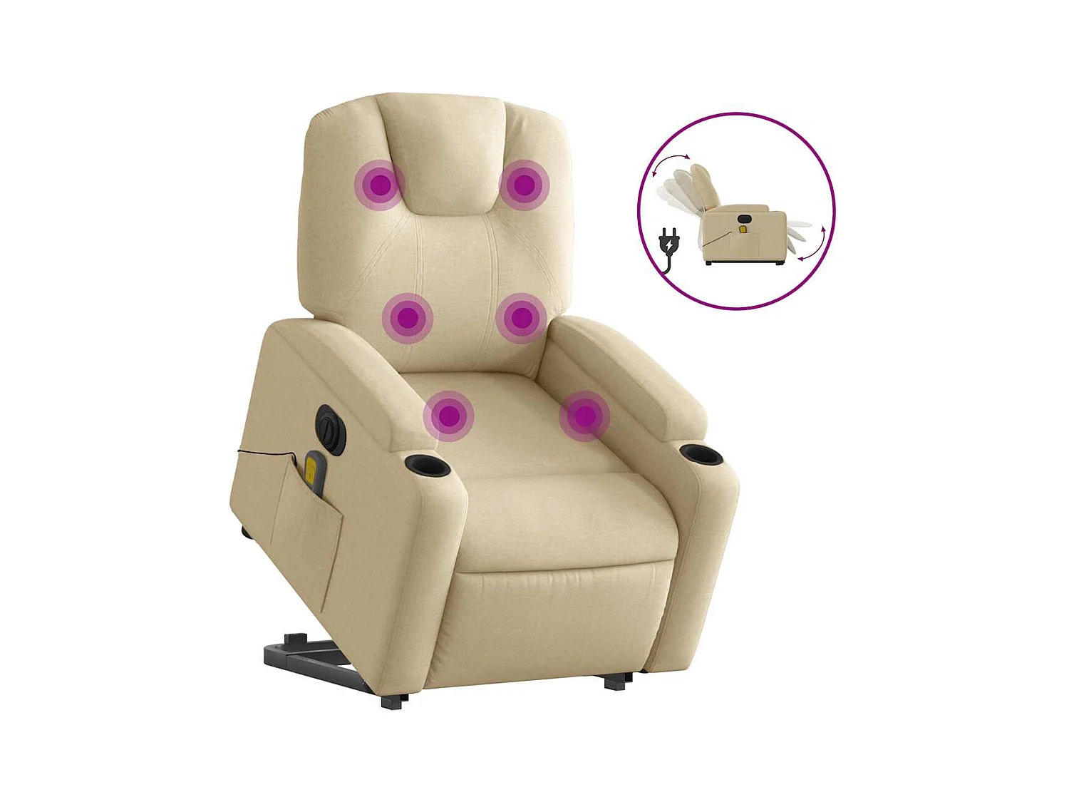 Sillón de salón | Silla | Sillón de masaje eléctrico reclinable elevable tela crema SHL9277