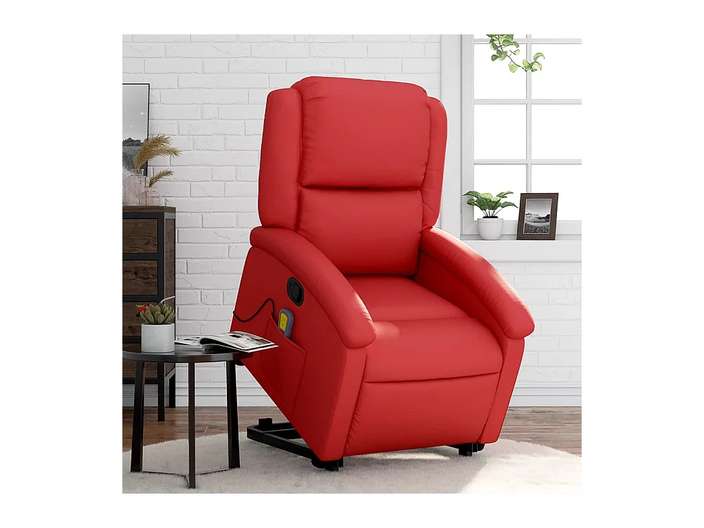 Sillón de relax | Sillón reclinable de masaje de pie cuero artificial rojo SHL4411