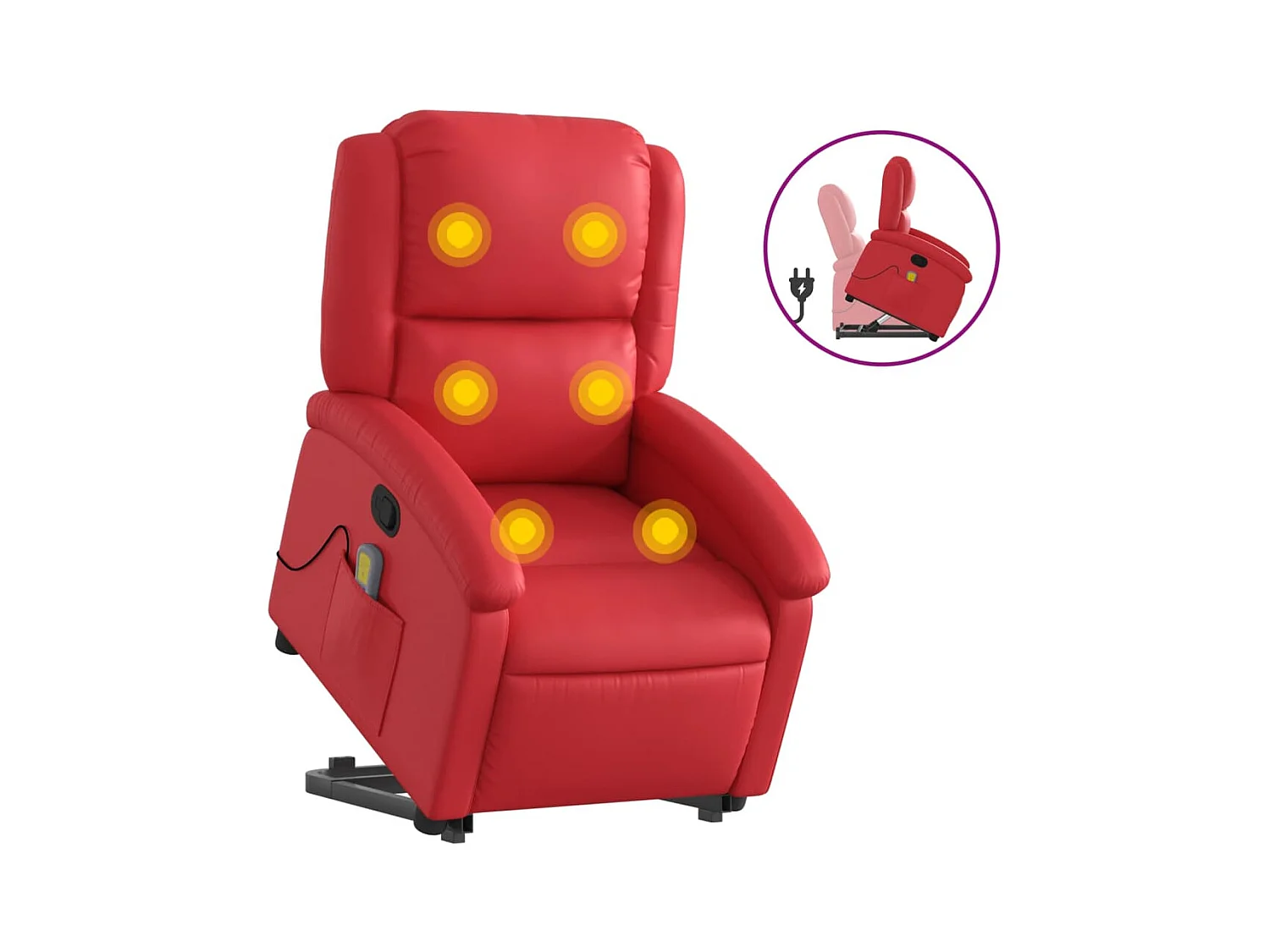 Fauteuil inclinable-Chaise de relax-Fauteuil de Massage Rouge Similicuir SHL5006