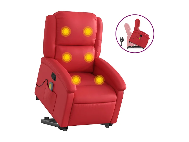 Fauteuil inclinable-Chaise de relax-Fauteuil de Massage Rouge Similicuir SHL5006
