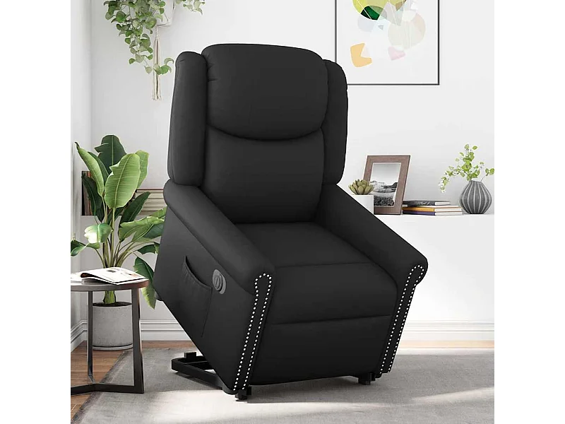 Sillón de relax | Silla | Sillón reclinable eléctrico pie cuero sintético negro brillante SHL7580