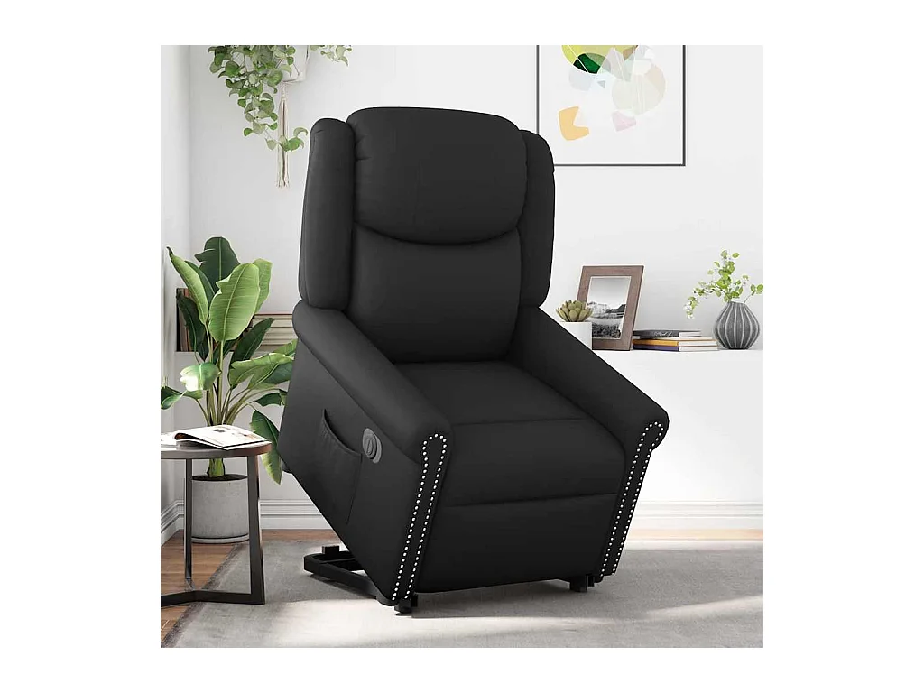 Fauteuil inclinable électrique-Chaise de relax-Fauteuil TV noir brillant similicuir SHL1008