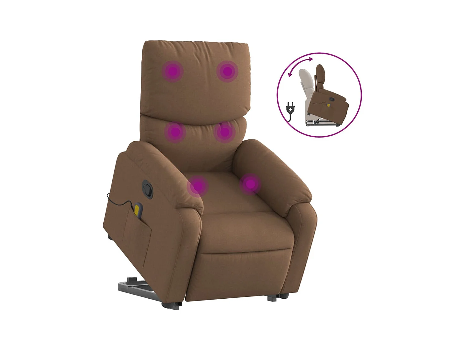 Fauteuil inclinable-Chaise de relax-Fauteuil de Massage Marron Tissu SHL2779
