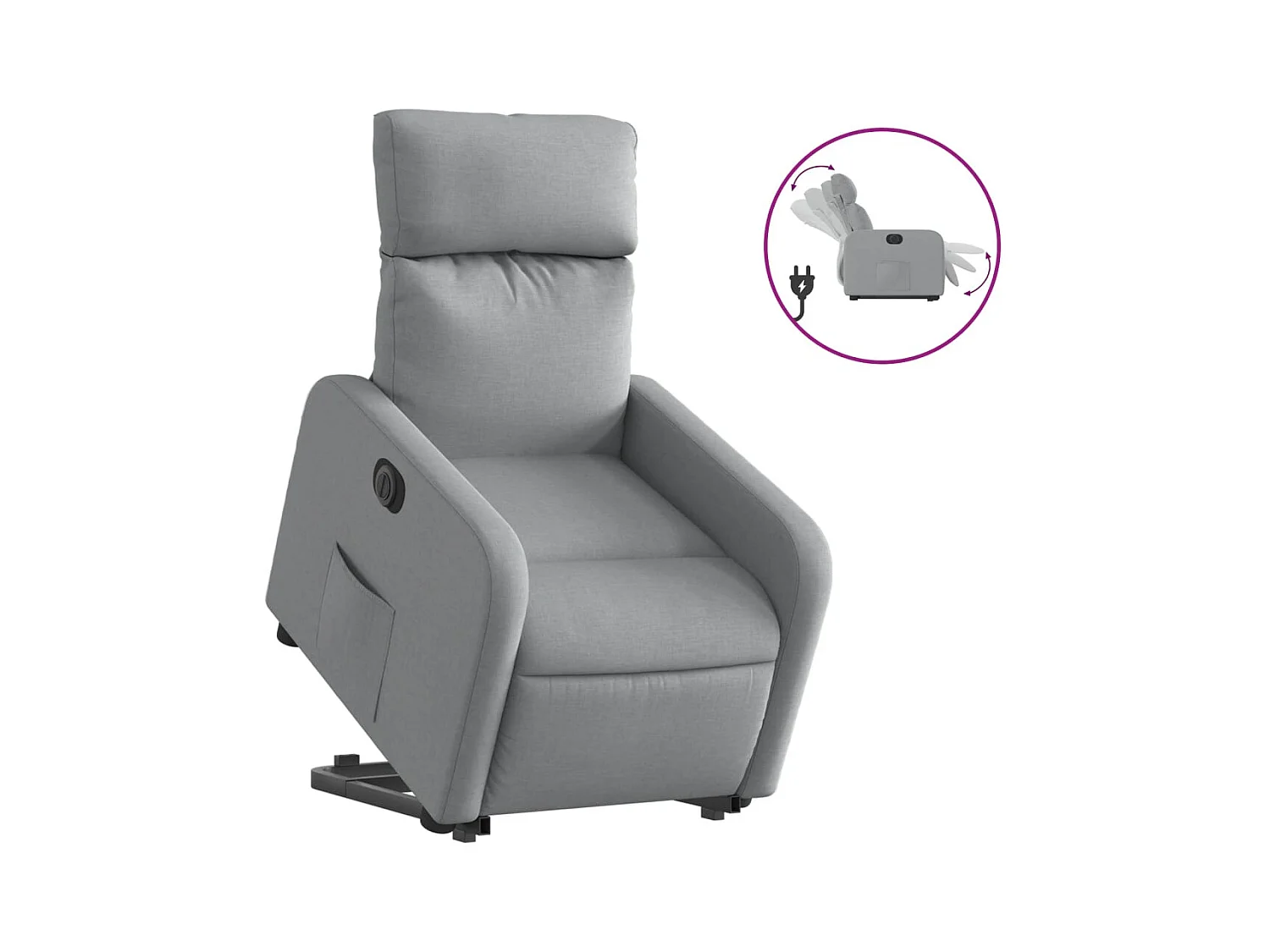 Silla de relax | Sillón eléctrico reclinable elevable de tela gris claro SHL4148