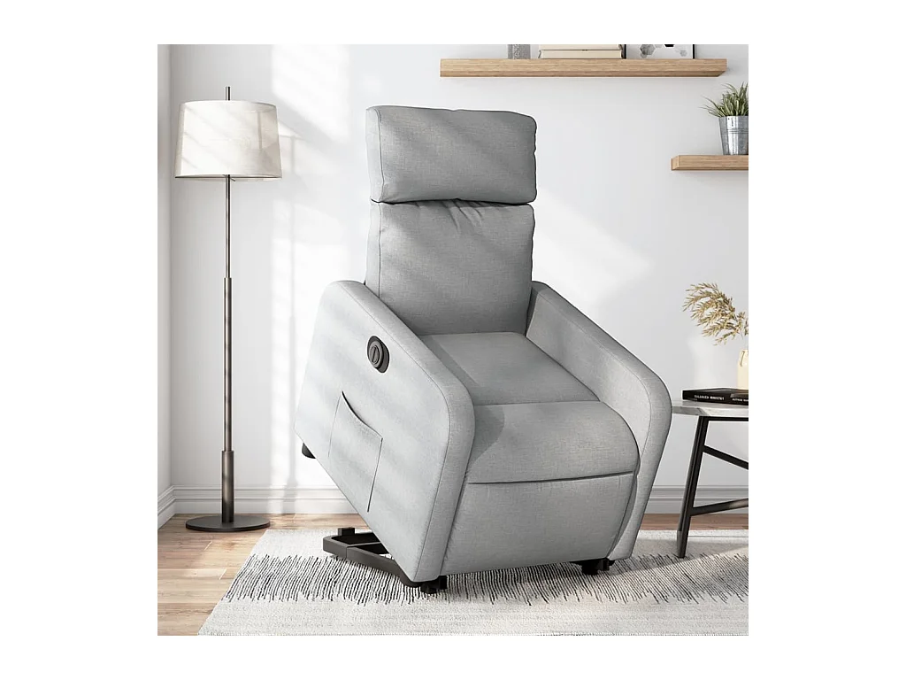 Silla de relax | Sillón eléctrico reclinable elevable de tela gris claro SHL4148