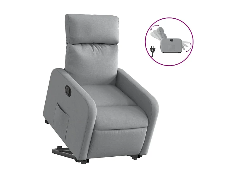 Fauteuil inclinable électrique-Chaise de relax-Fauteuil salon gris clair tissu SHL2721