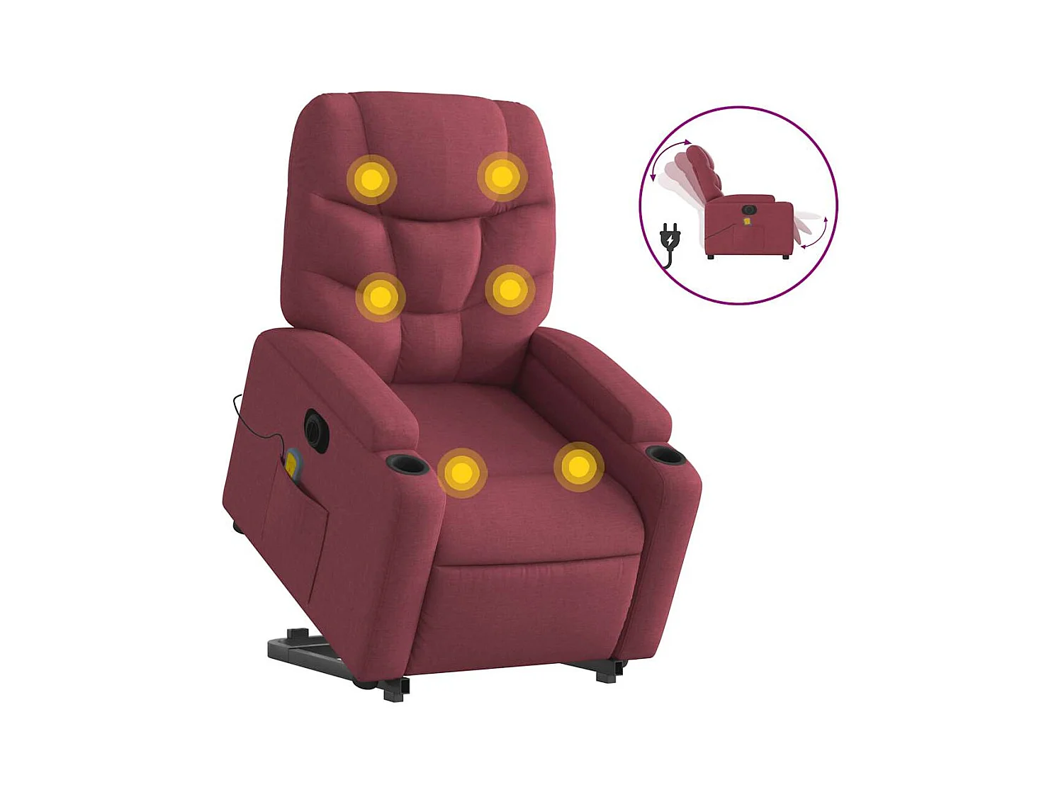 Sillón de salón | Silla | Sillón de masaje elevable eléctrico tela rojo tinto SHL9793