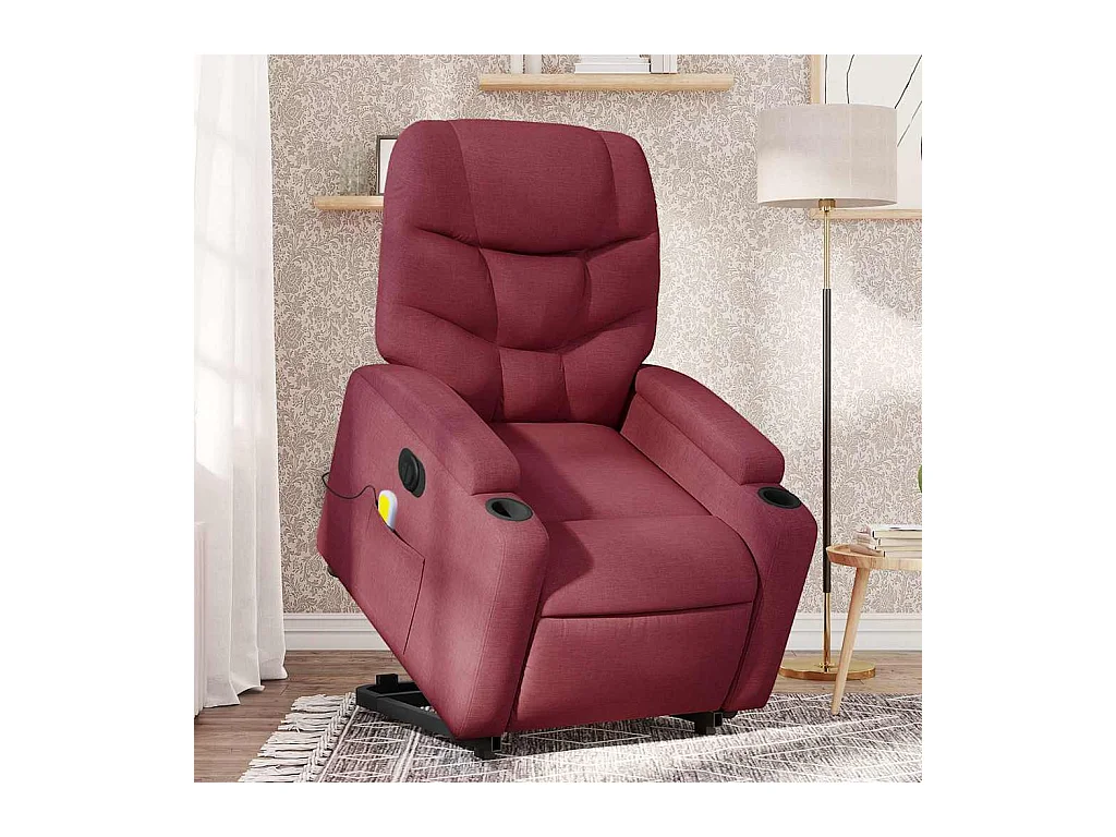 Sillón de salón | Silla | Sillón de masaje elevable eléctrico tela rojo tinto SHL9793