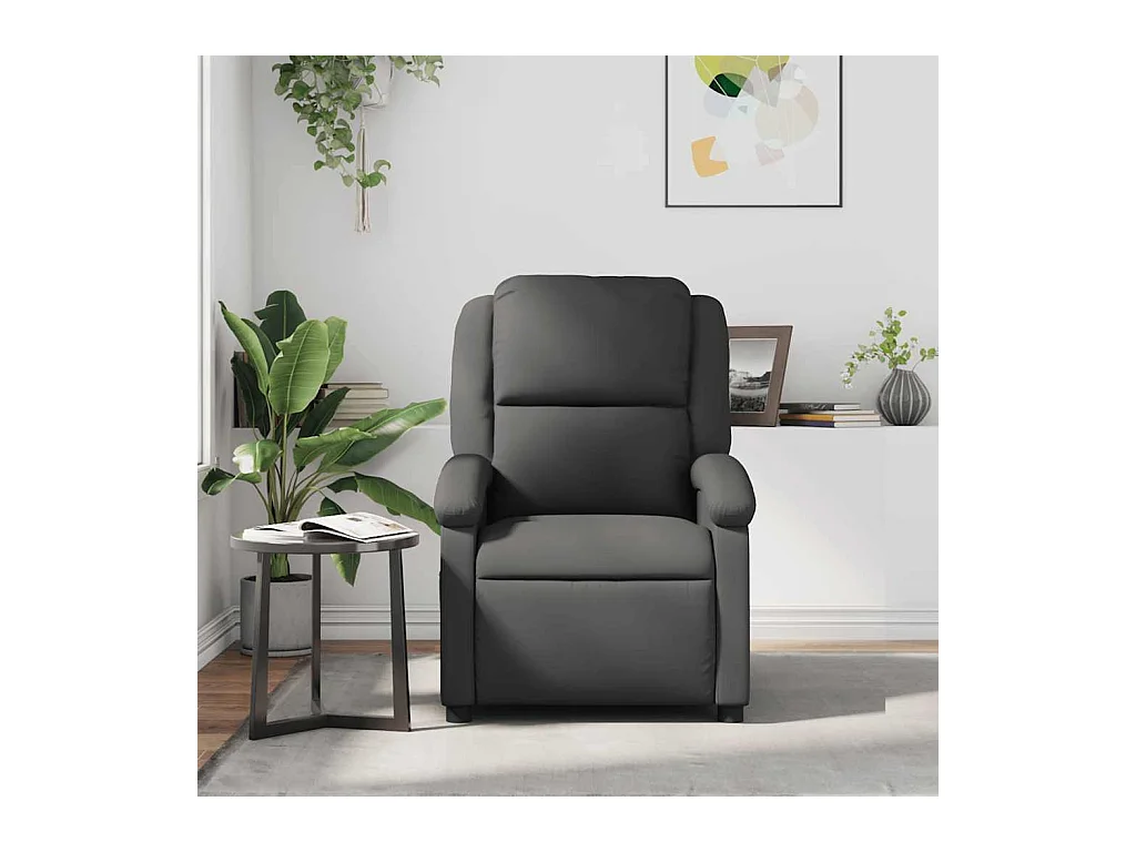 Sillón de relax | Sillón reclinable de cuero auténtico gris SHL2592
