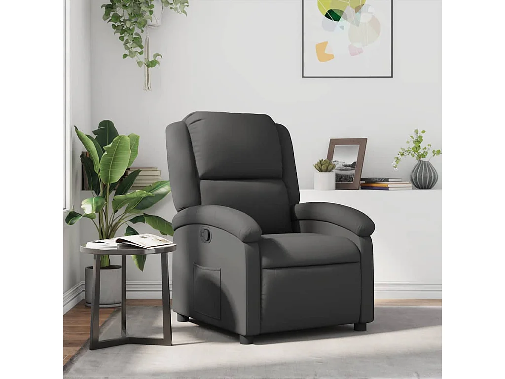 Relaxsessel | Lounge Sessel für Wohnzimmer Grau Echtleder SHL86306