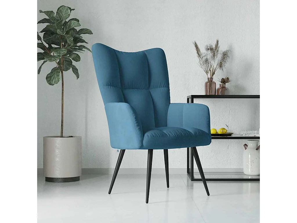 Relaxsessel | Lounge Sessel Blau Samt SHL45956