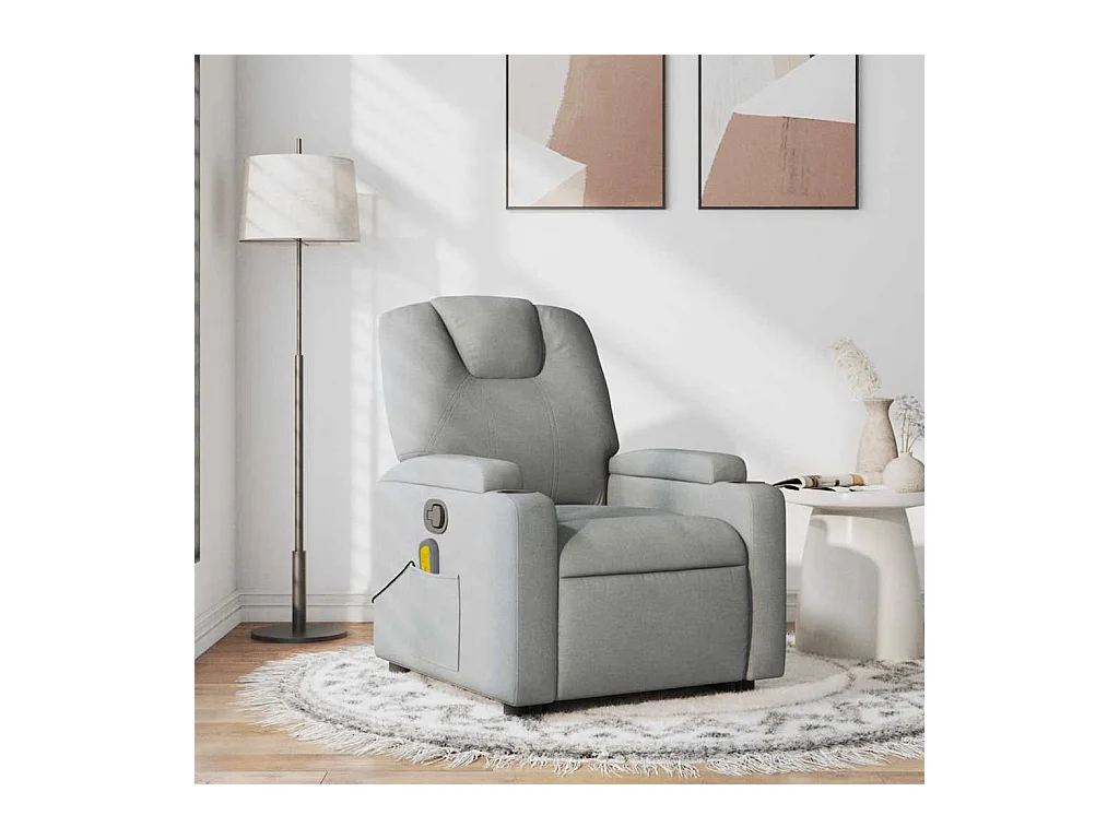Sillón de relax | Sillón reclinable de masaje de tela gris claro SHL8135
