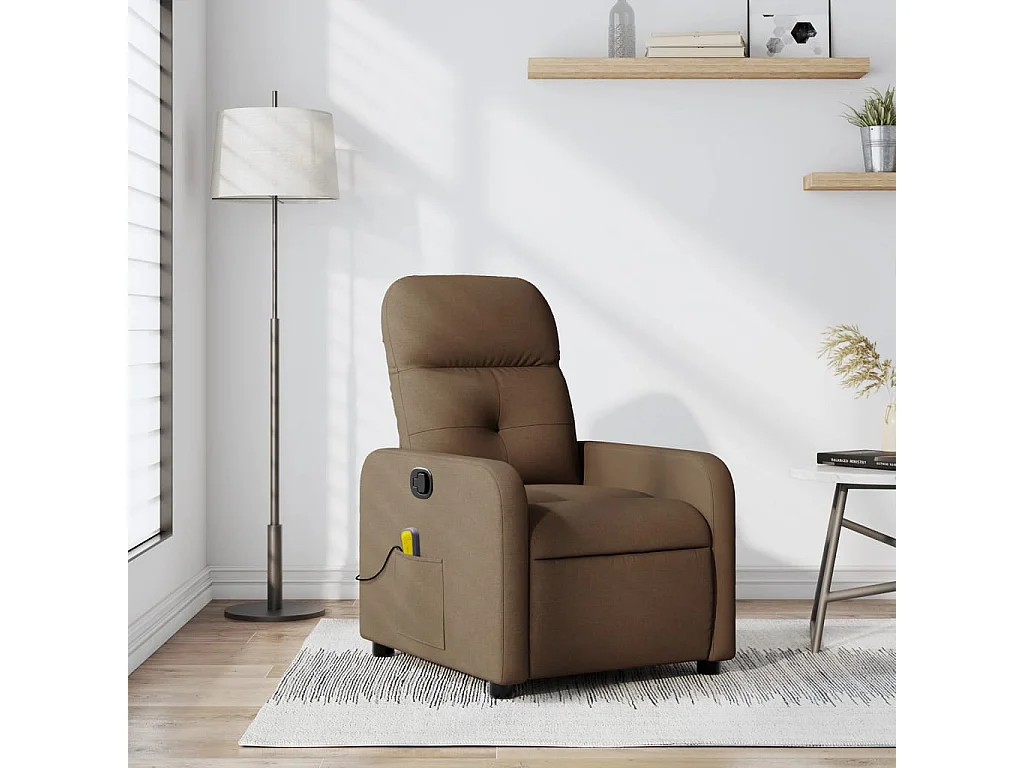 Sillón de relax | Sillón reclinable con masaje de tela marrón SHL6916