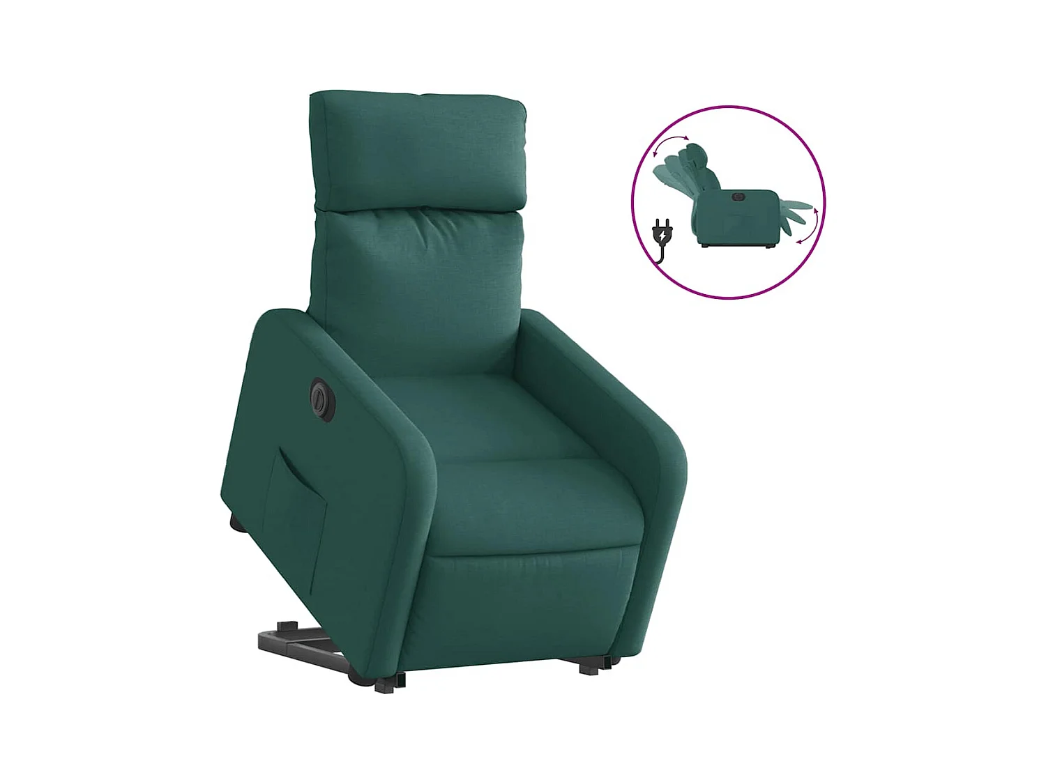 Silla de relax | Sillón eléctrico reclinable elevable de tela verde oscuro SHL8278