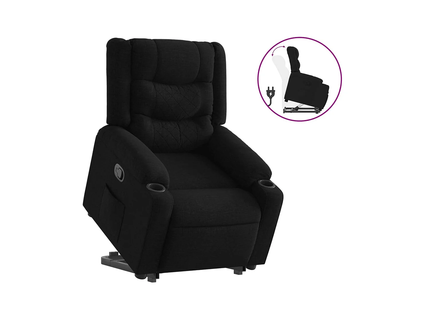 Fauteuil inclinable-Chaise de relax-Fauteuil salon noir tissu SHL2390