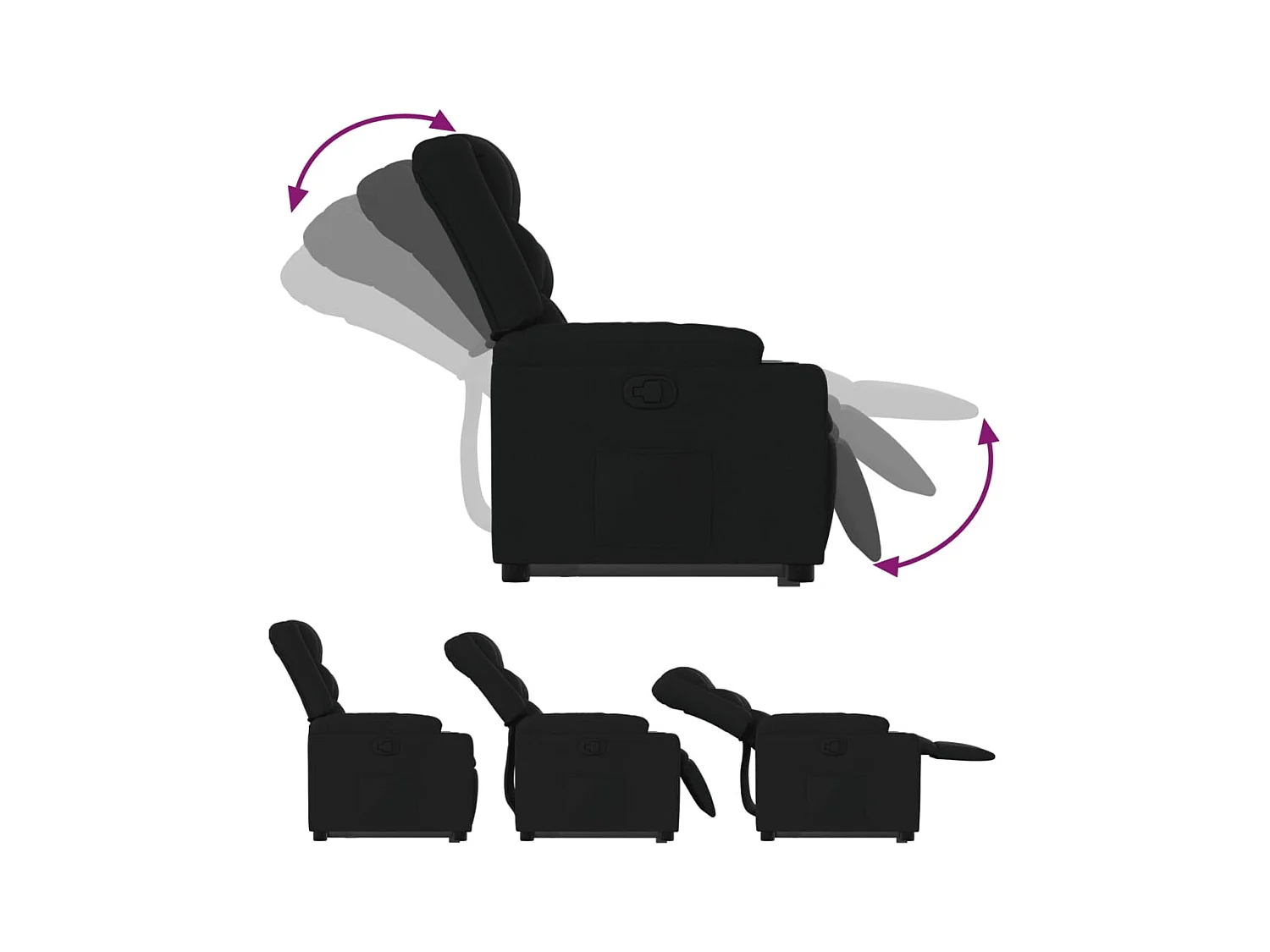 Sillón de relax | Silla | Sillón reclinable elevable tela negro SHL2254