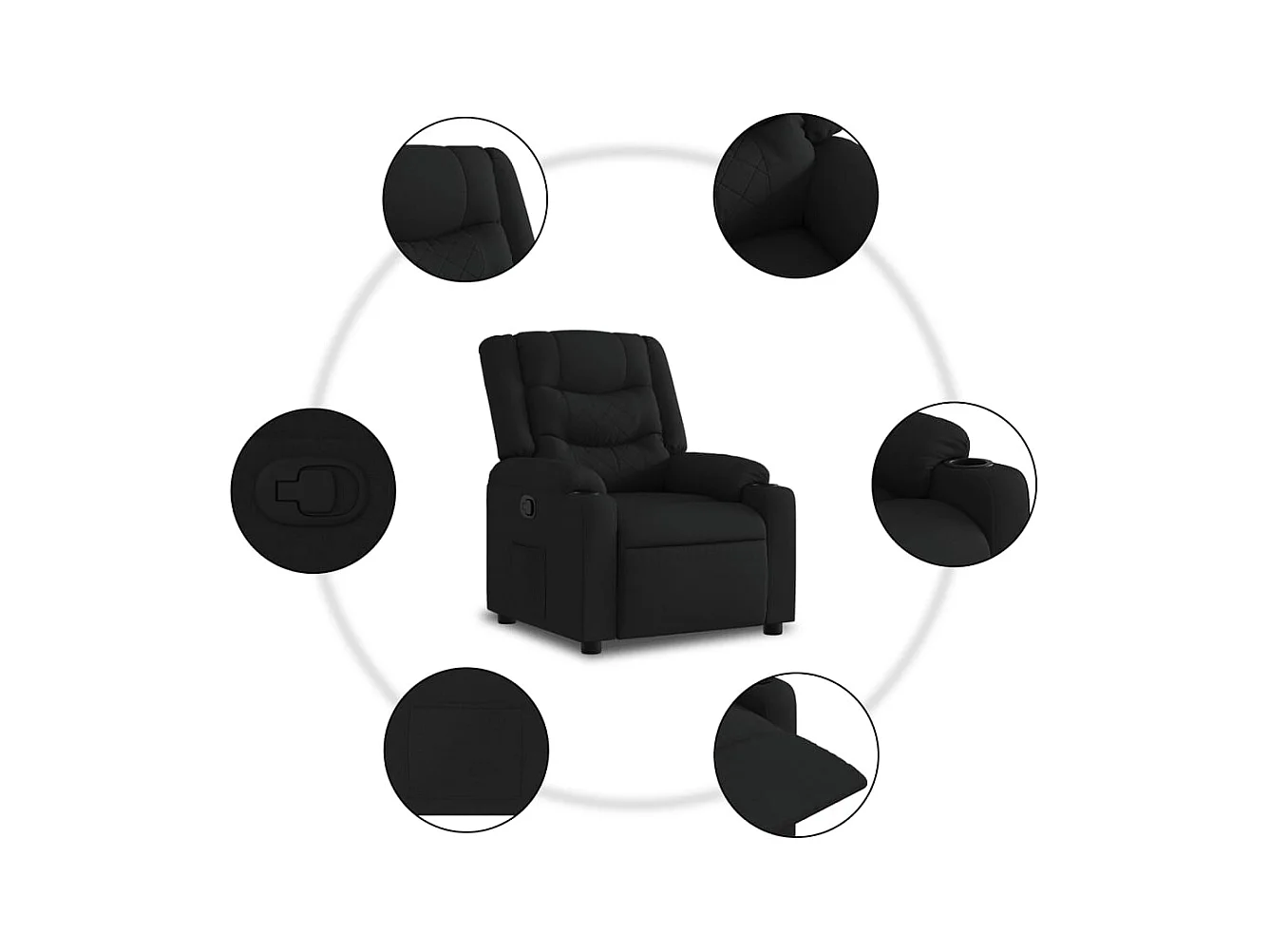 Sillón de relax | Silla | Sillón reclinable elevable tela negro SHL2254