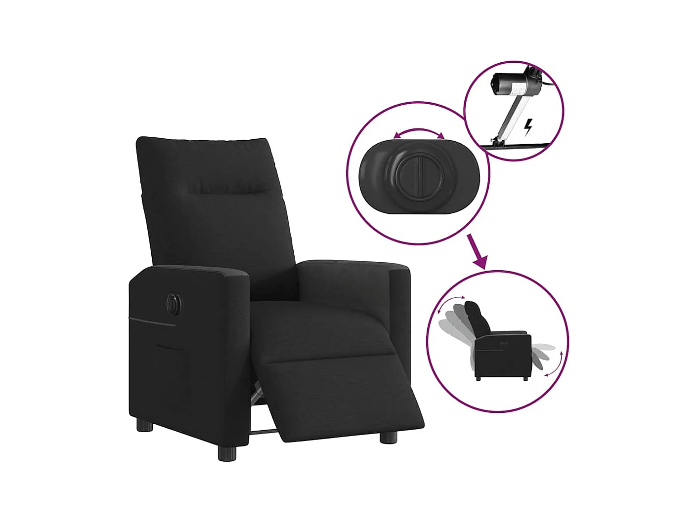 Sillón de relax | Silla | Sillón reclinable eléctrico de tela negro SHL7976