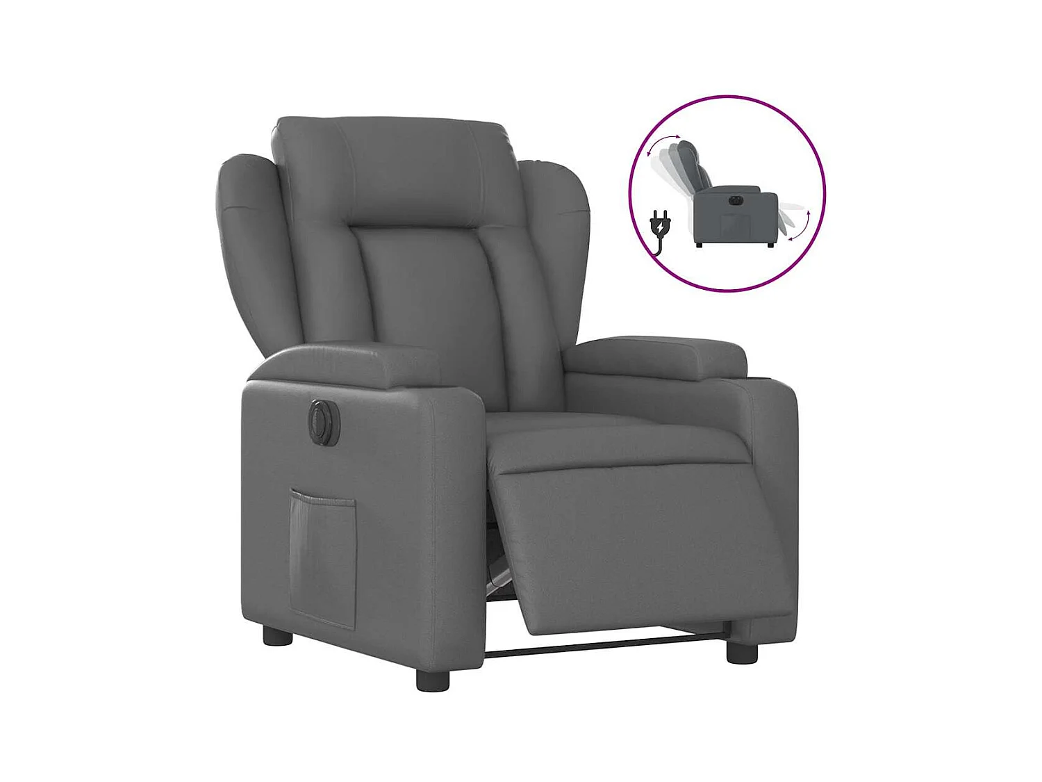 Sillón de relax | Silla | Sillón reclinable eléctrico de cuero sintético gris SHL7667