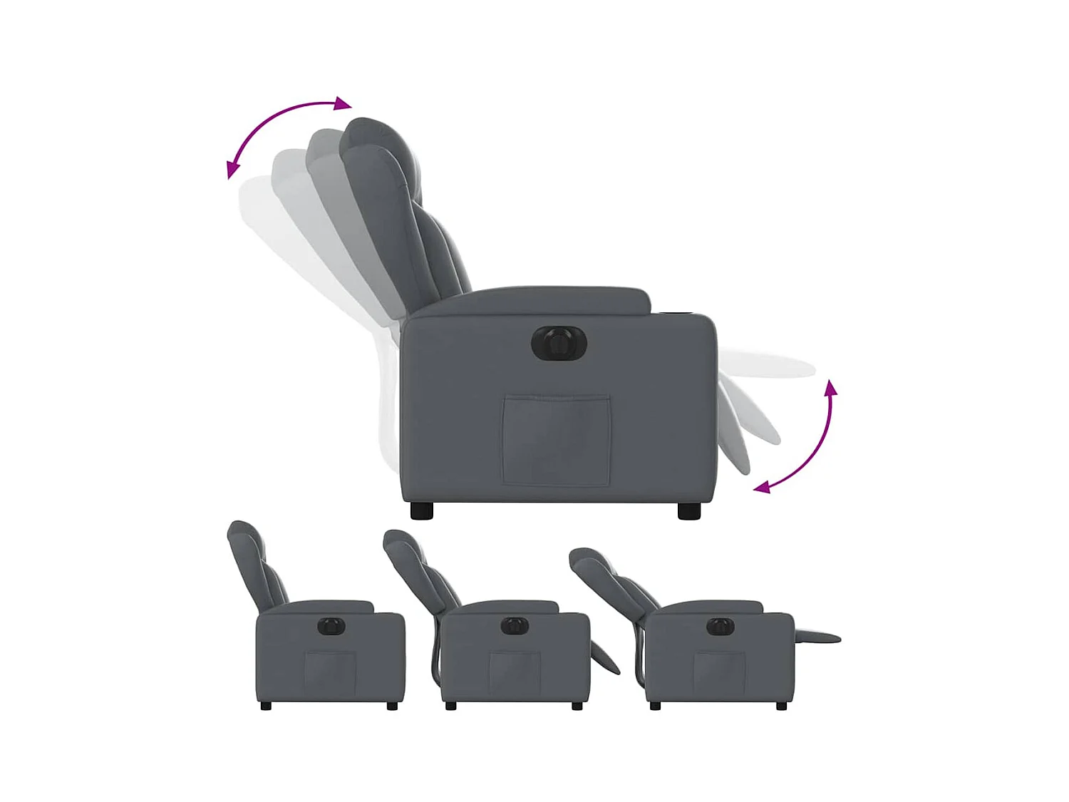 Sillón de relax | Silla | Sillón reclinable eléctrico de cuero sintético gris SHL7667