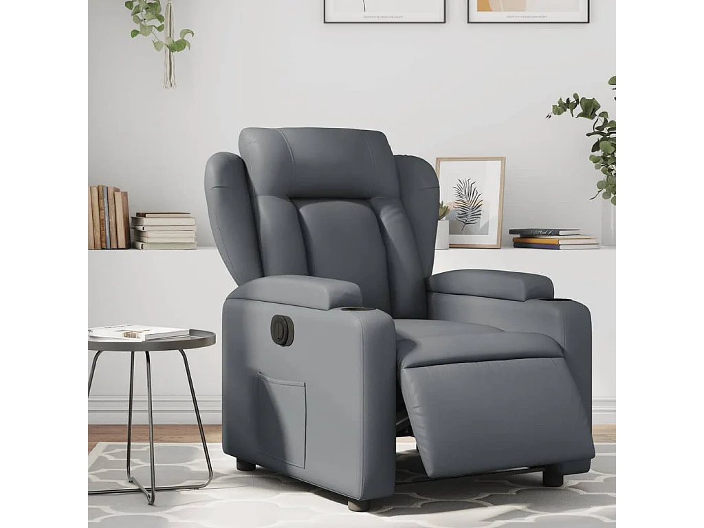 Relaxsessel Elektrisch | Lounge Sessel indoor Grau Kunstleder SHL34188