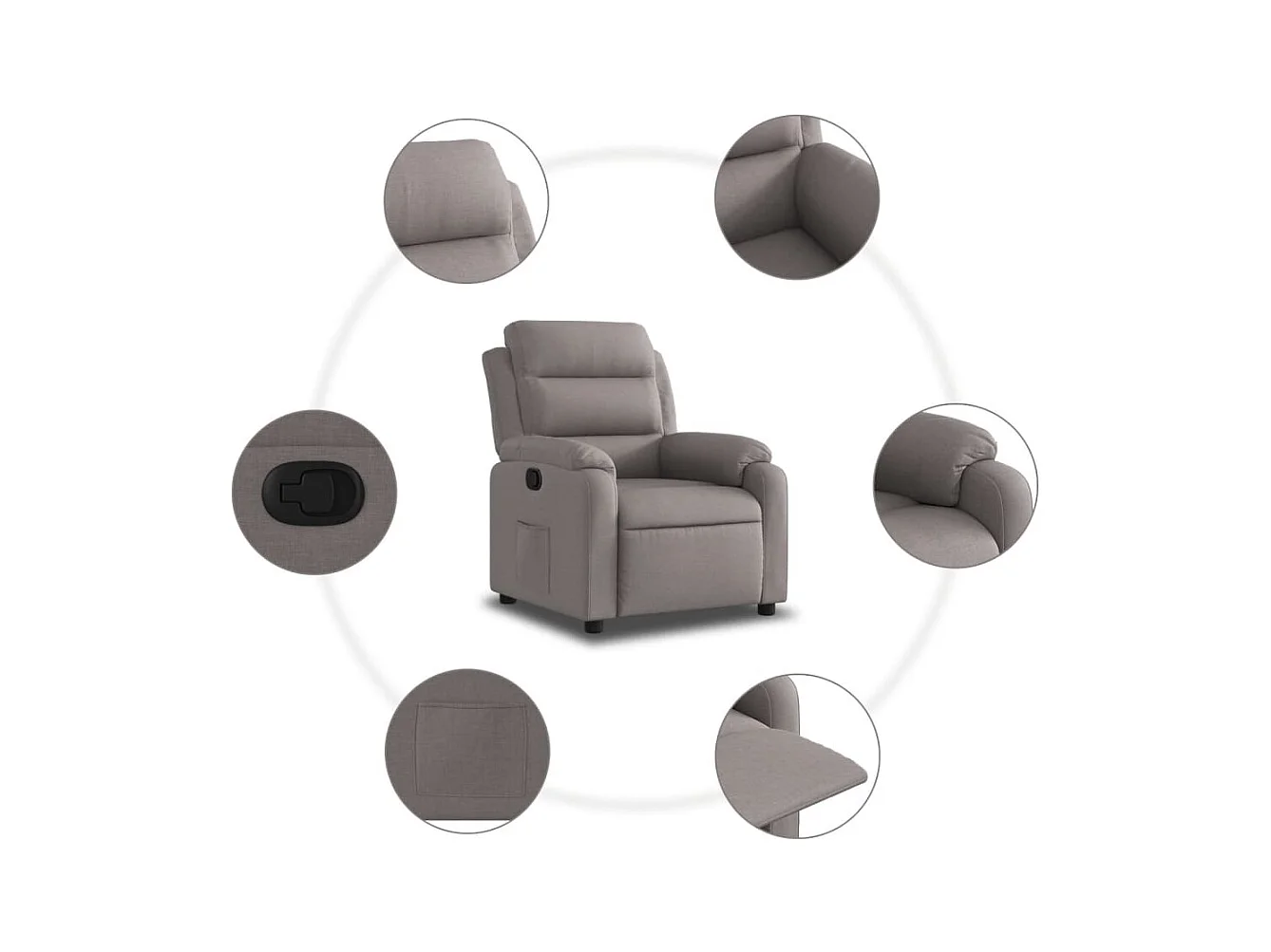 Sillón de relax | Silla | Sillón reclinable de tela gris taupe SHL3382