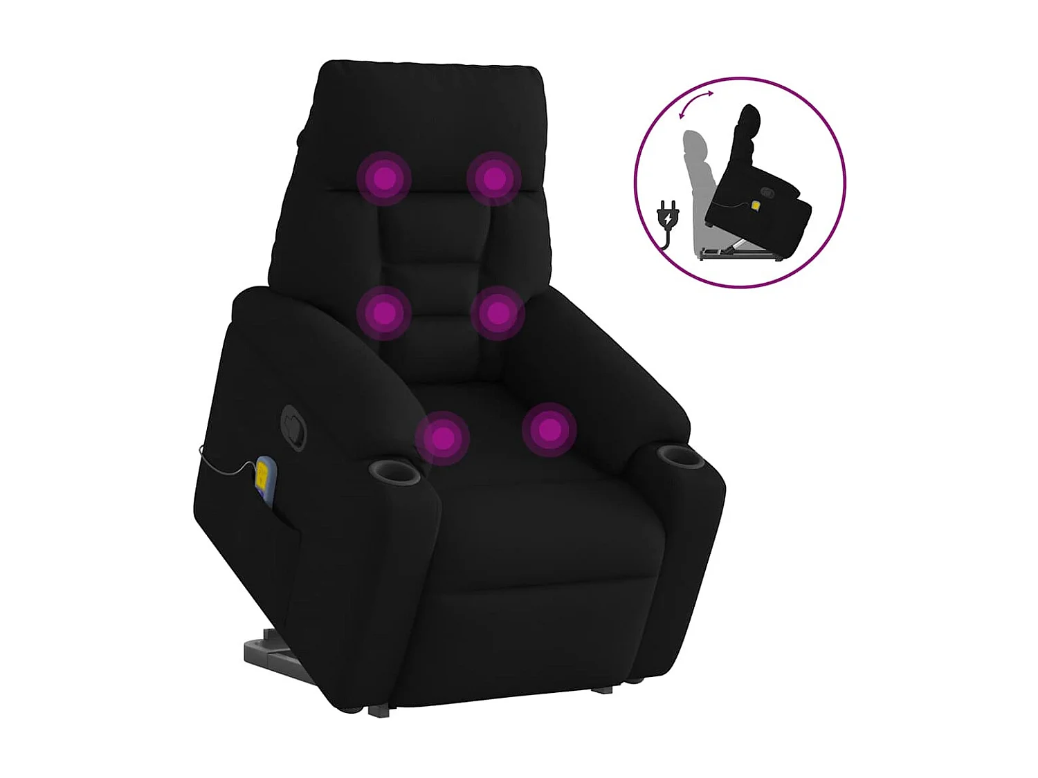 Fauteuil inclinable-Chaise de relax-Fauteuil de Massage Noir Tissu SHL4029