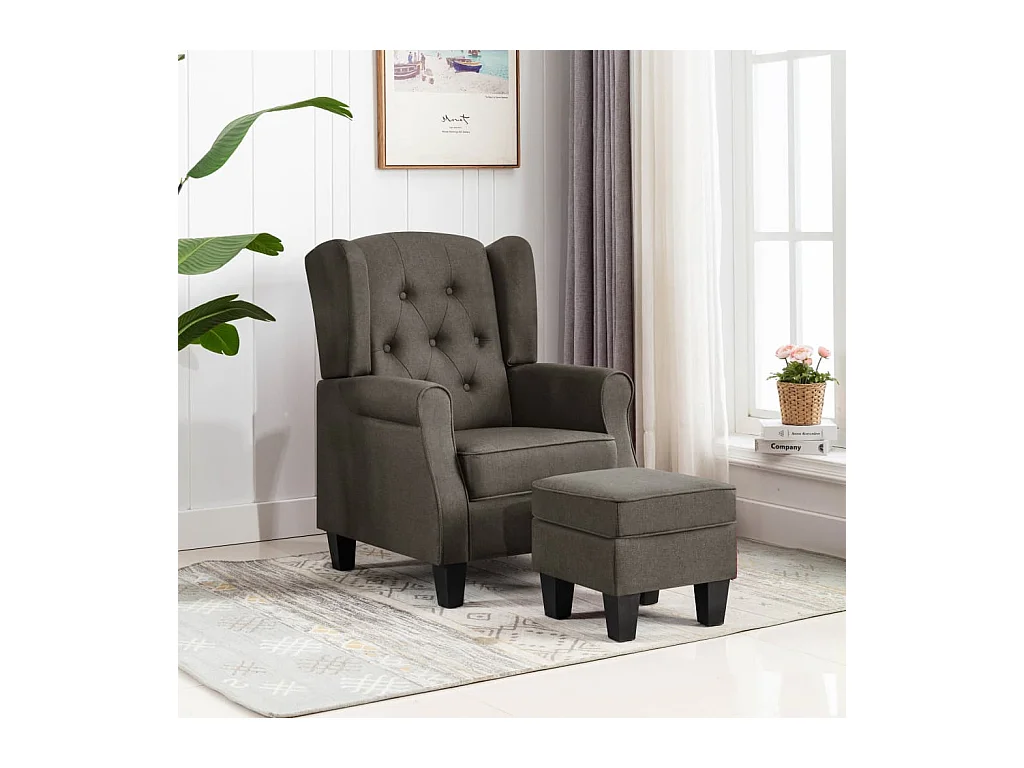 Sillón de relax con reposapiés de tela gris taupe SHL5074