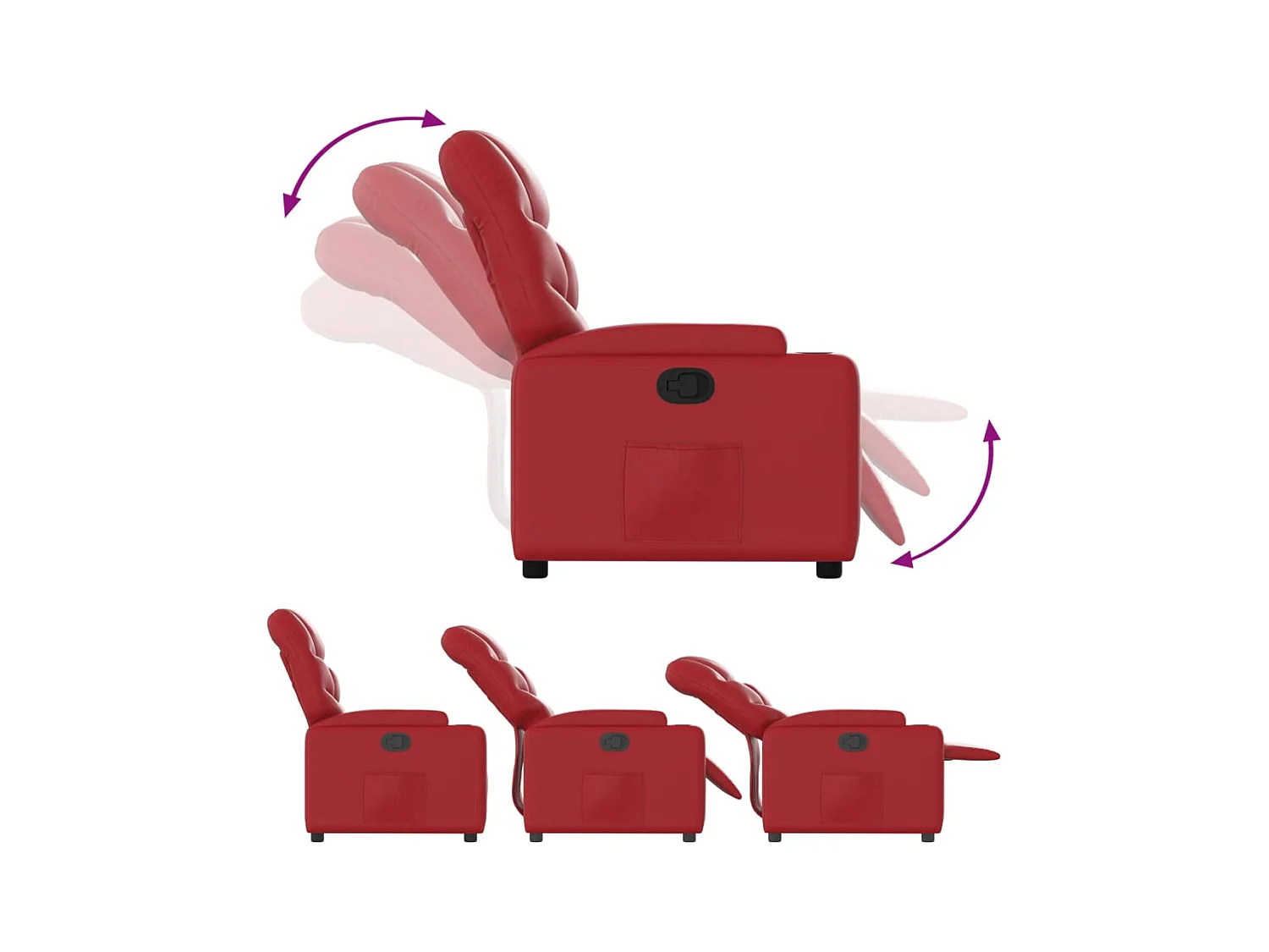 Sillón de relax | Sillón reclinable de cuero sintético rojo SHL6495