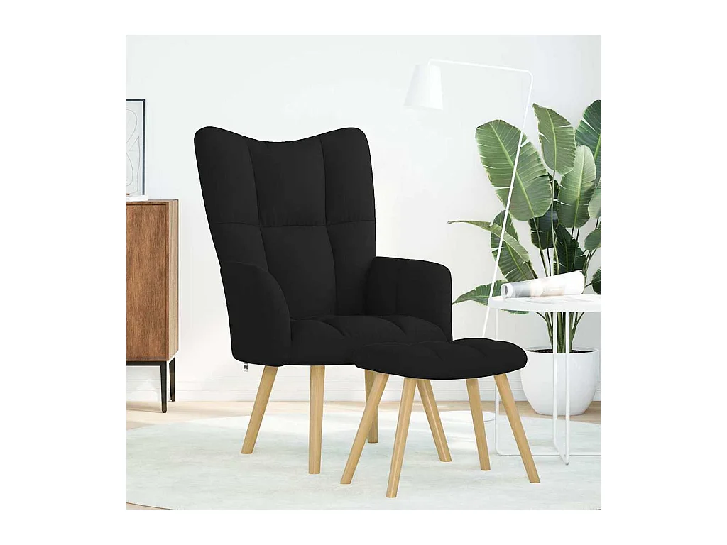 Sillón de relax | Silla de relax con taburete tela negro SHL8561