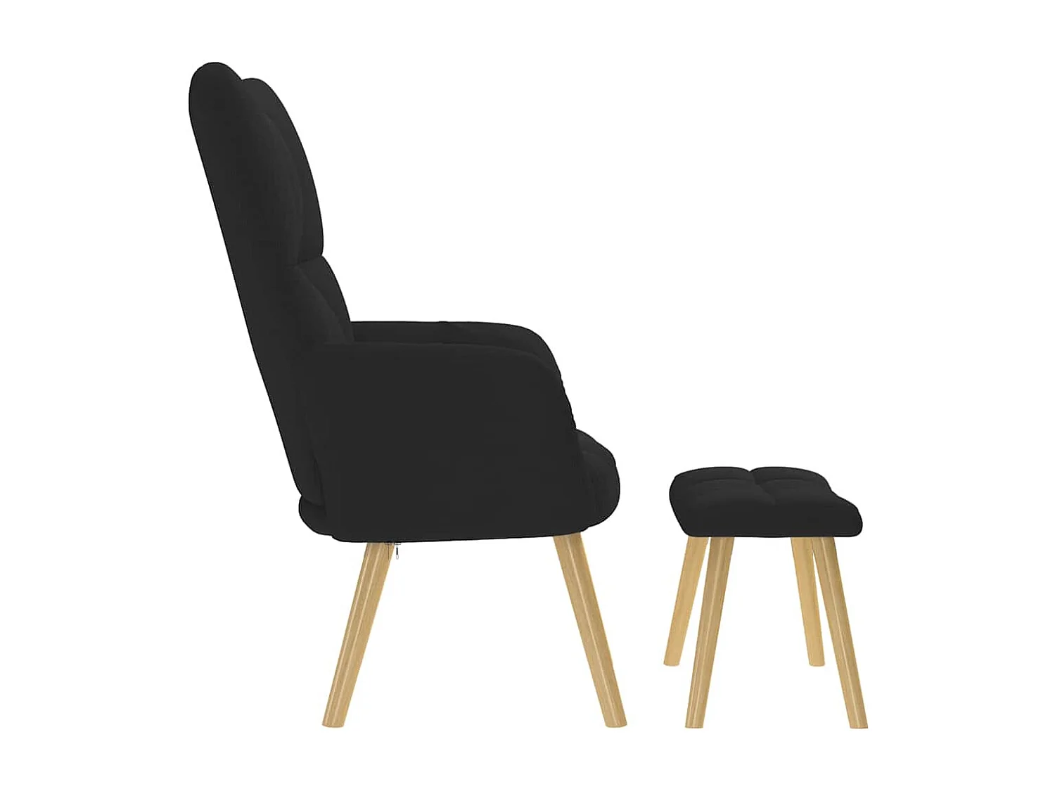 Relaxsessel mit Hocker | Lounge Sessel indoor Schwarz Stoff SHL65447