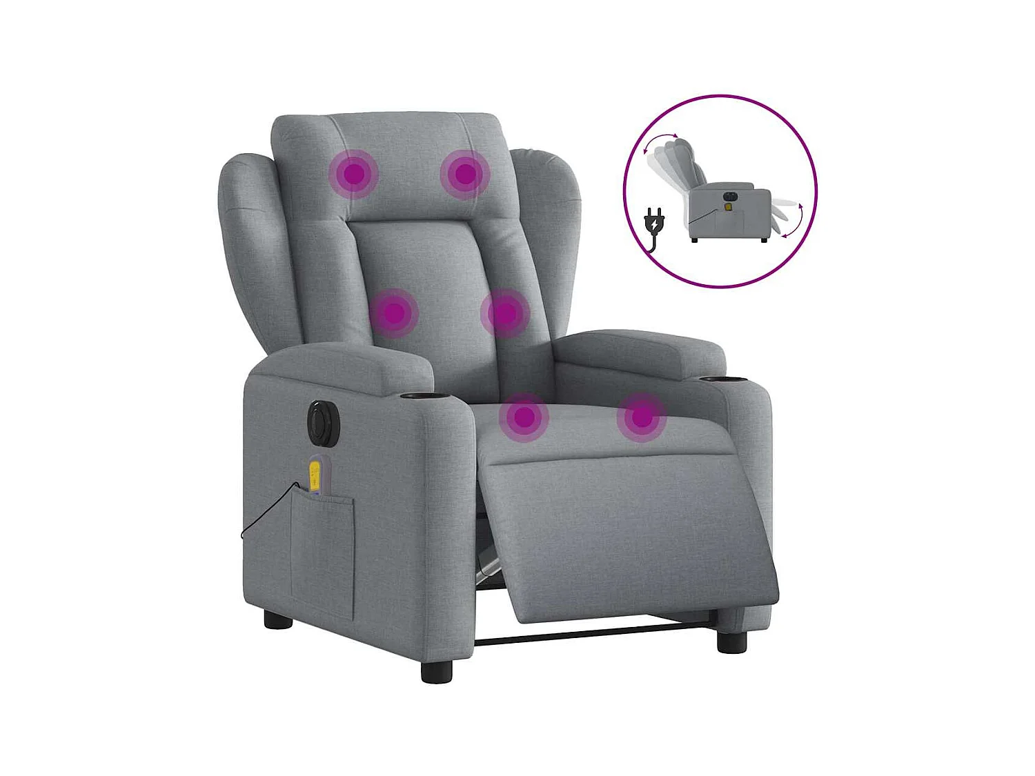 Sillón de relax | Sillón reclinable de masaje eléctrico tela gris claro SHL8900