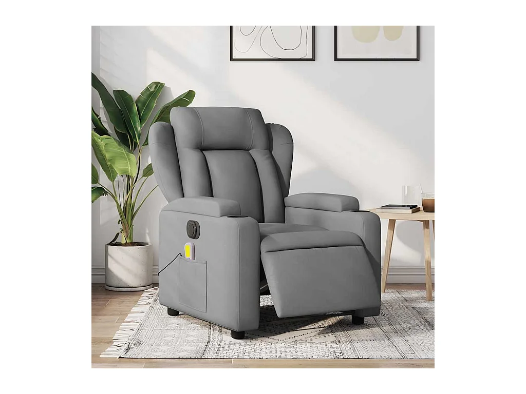 Sillón de relax | Sillón reclinable de masaje eléctrico tela gris claro SHL8900