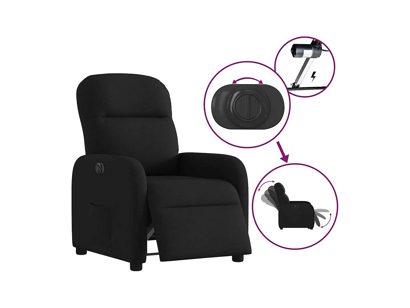 Sillón de relax | Silla | Sillón reclinable eléctrico de tela negro SHL3811