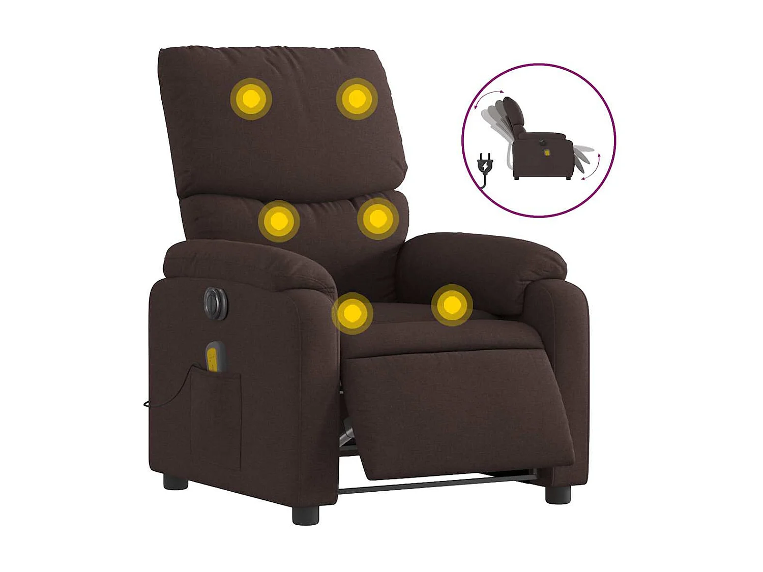 Fauteuil inclinable électrique-Fauteuil de massage pour Salon Marron foncé Tissu SHL3645