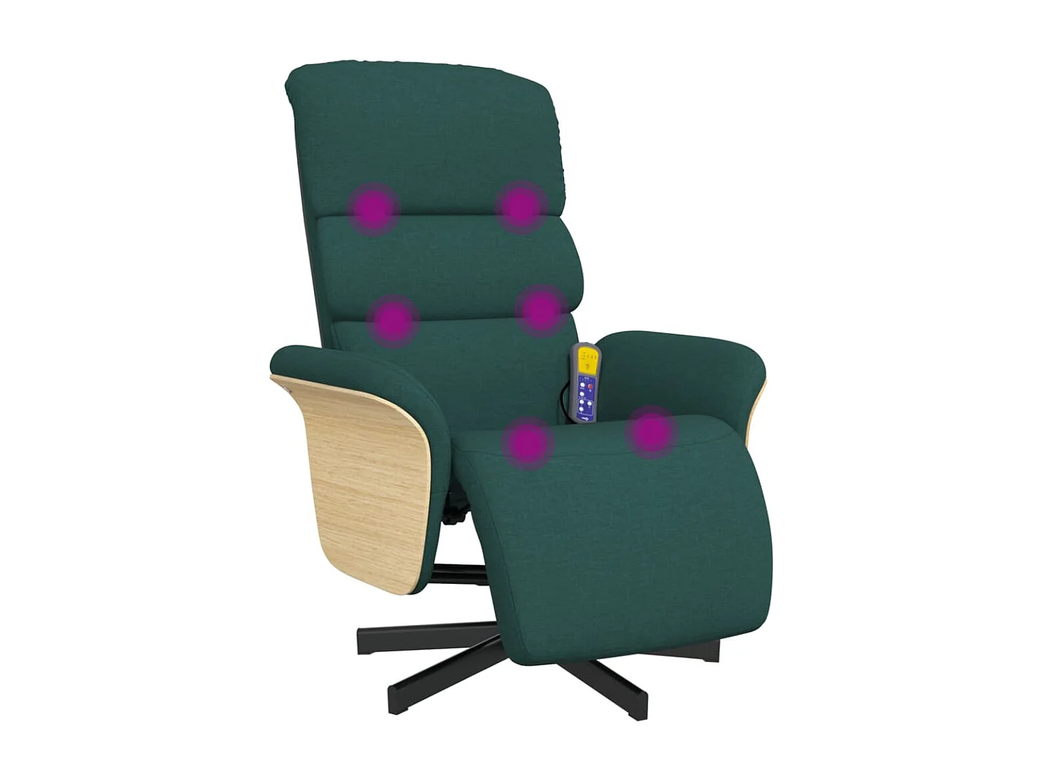 Sillón de relax | Sillón reclinable de masaje con reposapiés tela verde oscuro SHL3706