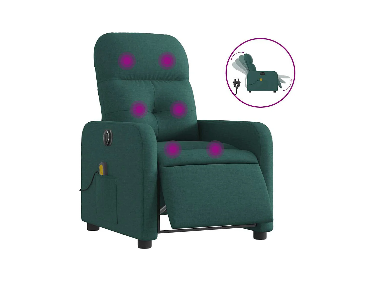 Fauteuil inclinable électrique-Fauteuil de massage de Salon Vert foncé Tissu SHL3635
