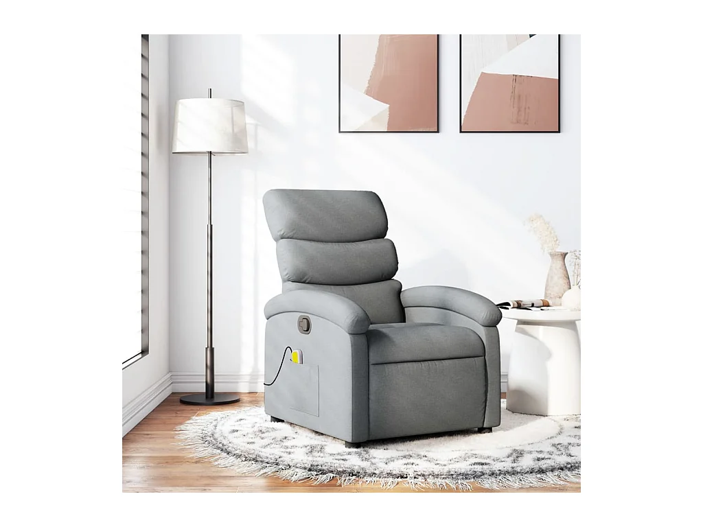 Fauteuil inclinable-Chaise de relax-Fauteuil de Massage gris clair tissu SHL5487