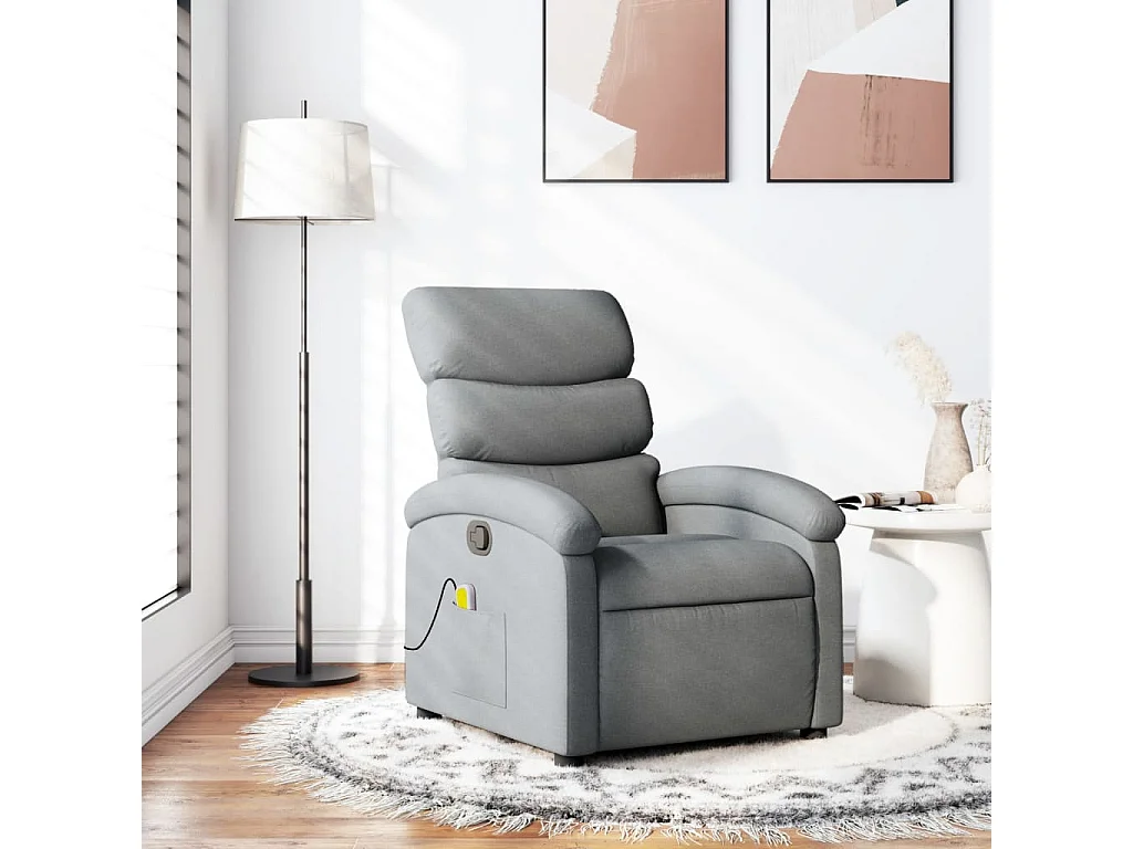 Fauteuil inclinable-Chaise de relax-Fauteuil de Massage gris clair tissu SHL5487