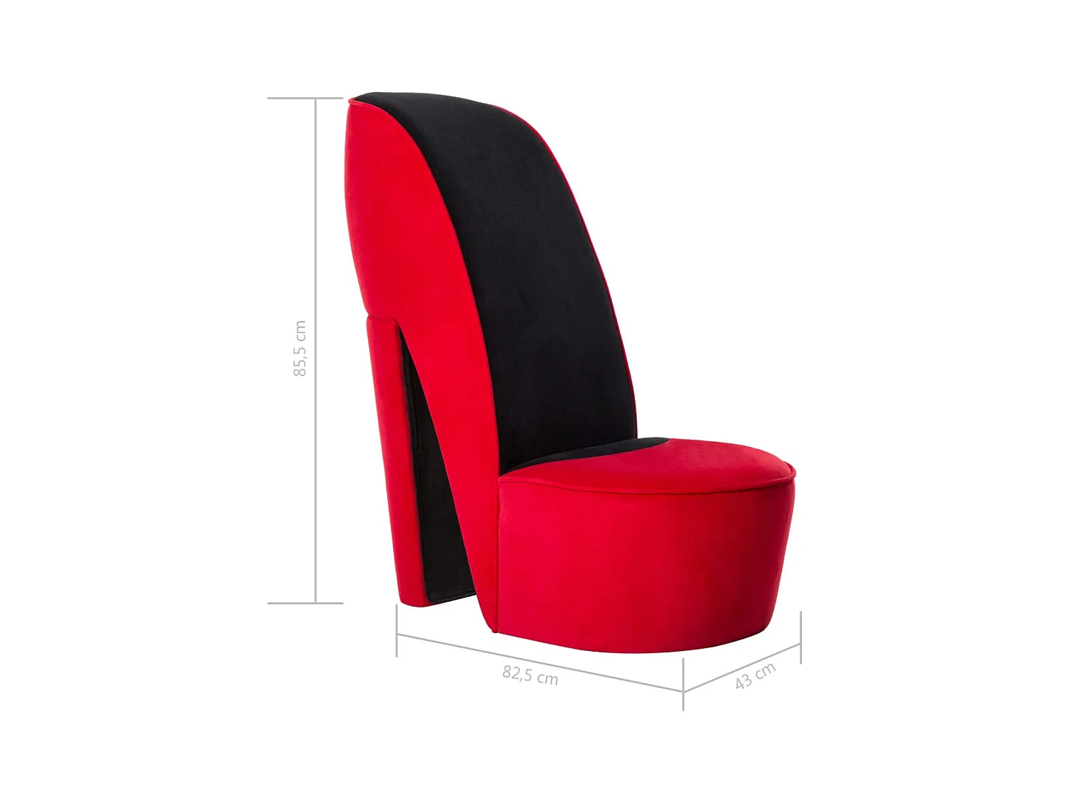 Cadeira estilo sapato de salto alto veludo vermelho SHL538473
