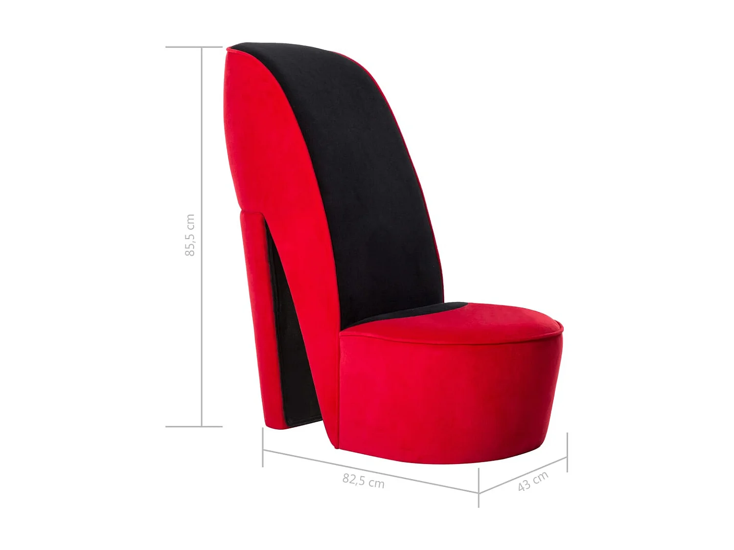 Fauteuil de salon-Chaise en forme de talon haut rouge velours SHL4598