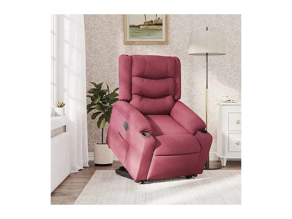 Fauteuil inclinable électrique-Chaise de relax-Fauteuil TV rouge bordeaux tissu SHL4044