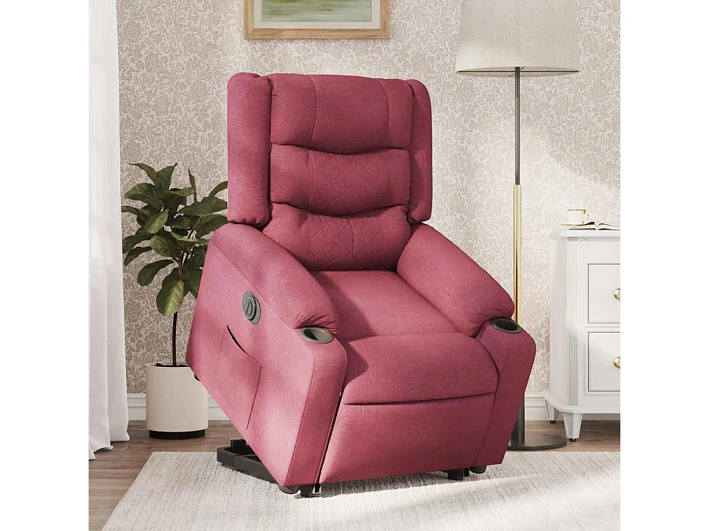 Fauteuil inclinable électrique-Chaise de relax-Fauteuil TV rouge bordeaux tissu SHL4044