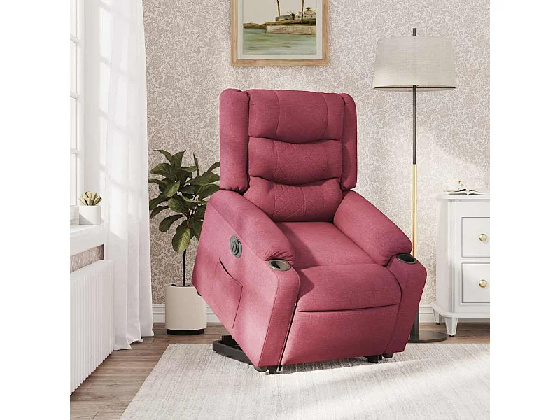 Fauteuil inclinable électrique-Chaise de relax-Fauteuil TV rouge bordeaux tissu SHL4044