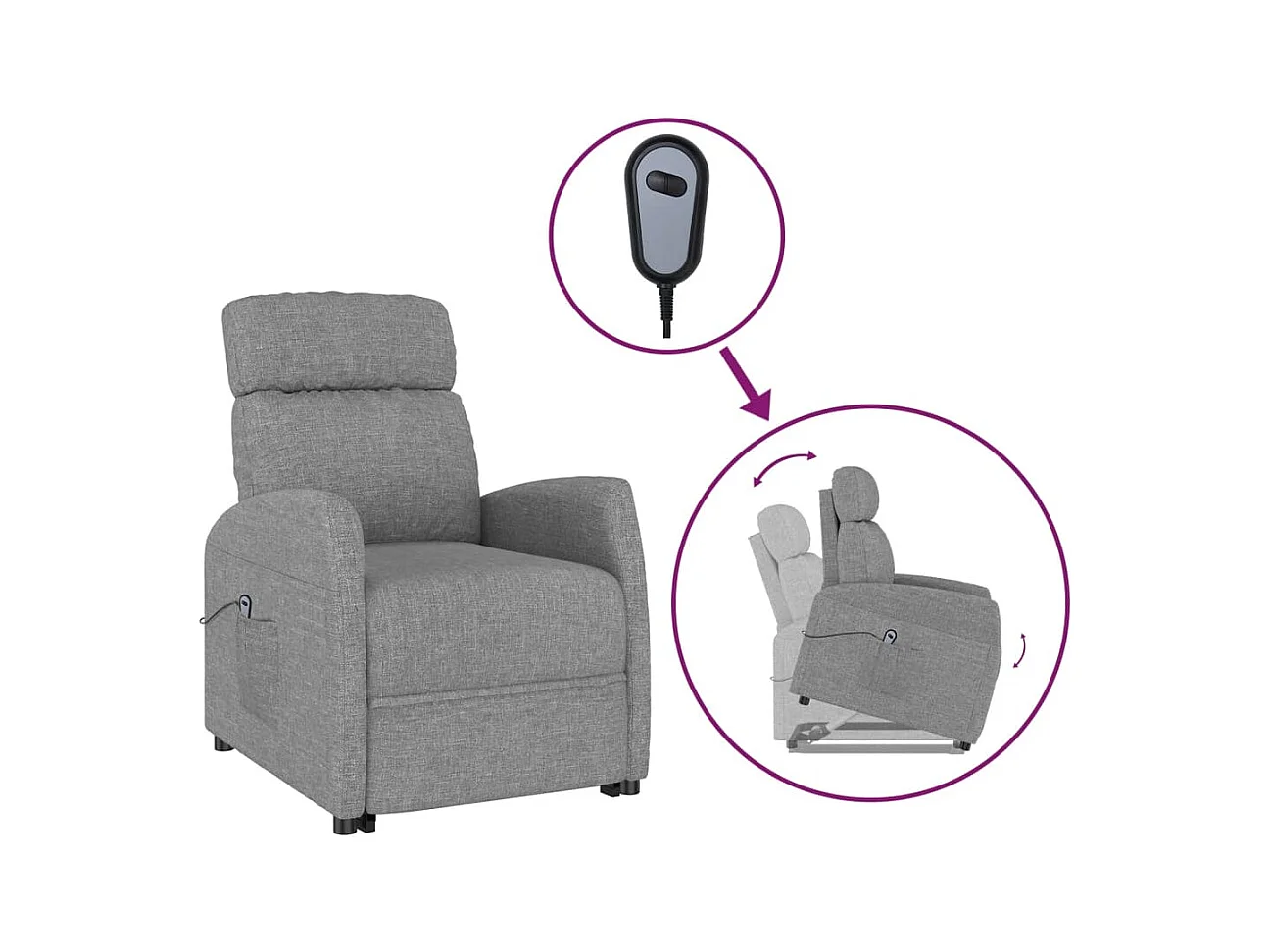 Silla de relax | Sillón elevable tela gris claro SHL8197